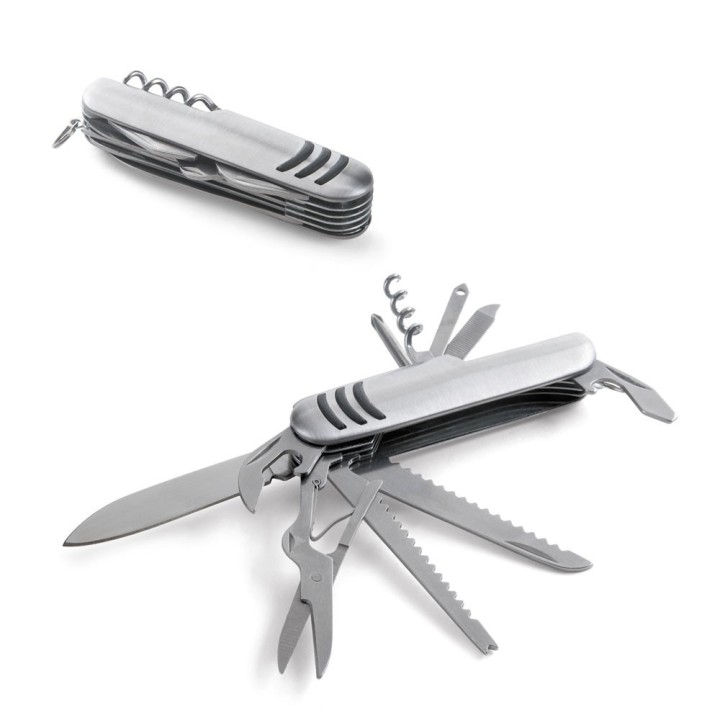 Briceag multifunctional din inox si metal cu 11 functii, 90 x 25 x 18 mm
