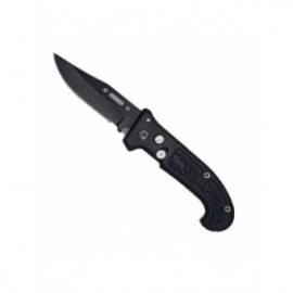 Briceag deschidere a lamei pe buton, lama otel, negru, scorpion, 16 cm