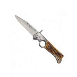 Cutit briceag inel, automat, Dalimag, 16 cm, imitatie os, husa