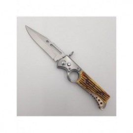 Cutit briceag inel, automat, Dalimag, 16 cm, imitatie os, husa 2