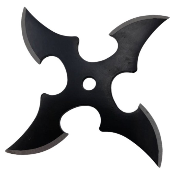 Steluta ninja pentru aruncat la tinta 4 colturi, gaura in centru, in husa, negru,4.5 cm