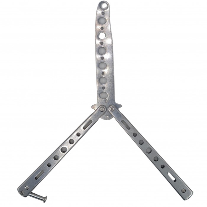 Cutit fluture Butterfly, Balisong  22.50 cm, gri, fara tais, de antrenament, model simplu