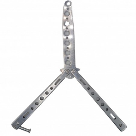 Cutit fluture Butterfly, Balisong  22.50 cm, gri, fara tais, de antrenament, model simplu