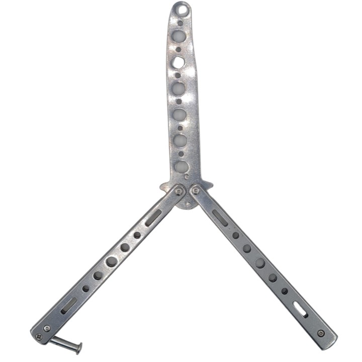 Cutit fluture Butterfly, Balisong  22.50 cm, gri, fara tais, de antrenament, model simplu
