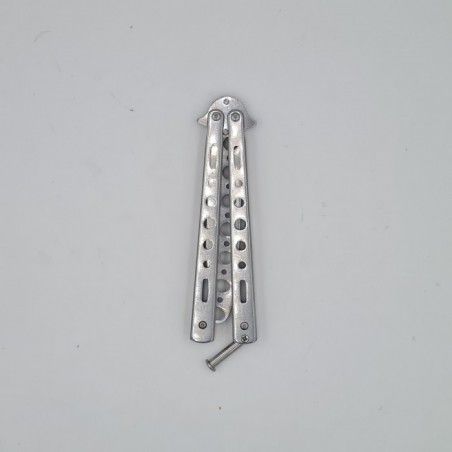 Cutit fluture Butterfly, Balisong  22.50 cm, gri, fara tais, de antrenament, model simplu