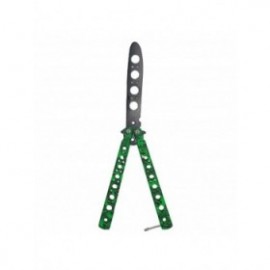 Cutit fluture Butterfly, Balisong  22 cm, cranii m2, verde, fara tais, de antrenament, model cercuri