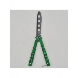 Cutit fluture Butterfly, Balisong  22 cm, cranii m2, verde, fara tais, de antrenament, model cercuri 2