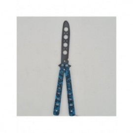 Cutit fluture Butterfly, Balisong  22 cm, cranii m2, albastru, fara tais, de antrenament, model cercuri 2