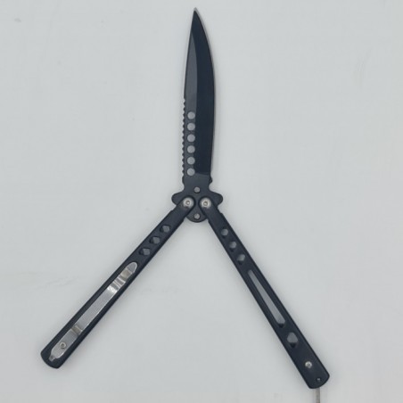 Cutit fluture Butterfly, Balisong  21 cm, negru, cu Tais, model dinamic
