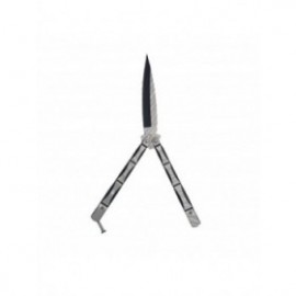 Cutit fluture Butterfly, Balisong, 24 cm, model schelet 3D,model culoare gri, culoare negru