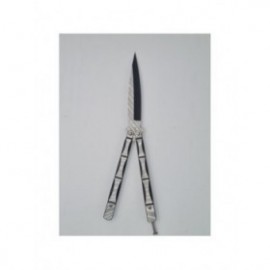 Cutit fluture Butterfly, Balisong, 24 cm, model schelet 3D,model culoare gri, culoare negru 2