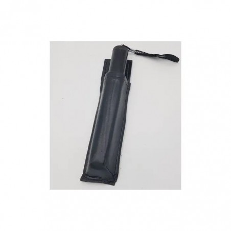 Baston telescopic din otel, 64 cm, 4 sectiuni, negru, husa piele