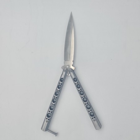 Cutit Fluture Butterfly, Balisong, Model Gauri Fantoma, Culoare Gri, 24 cm