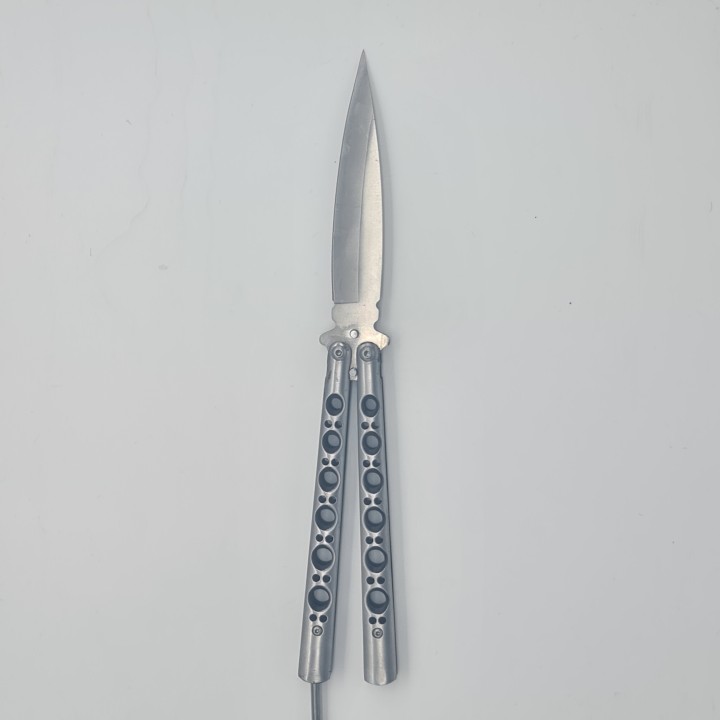 Cutit Fluture Butterfly, Balisong, Model Gauri Fantoma, Culoare Gri, 24 cm
