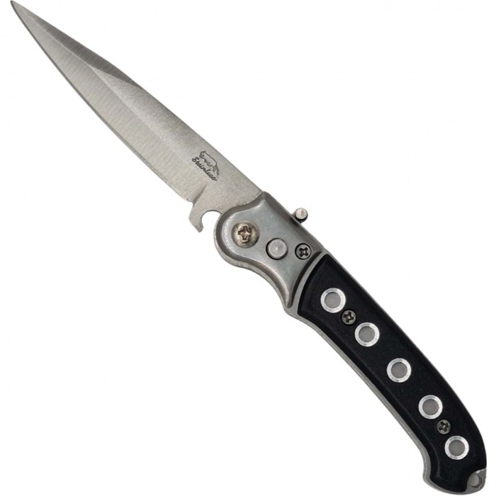 Briceag , negru, model 5 gauri, tais dublu, 16 cm , automat, M2