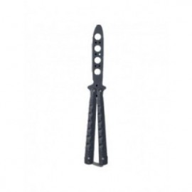 Cutit Butterfly, Balisong fara tais, 22 cm, negru, model adancituri zigzag