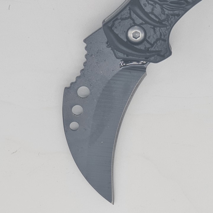 Cutit talon, model craniu, negru, 13 cm