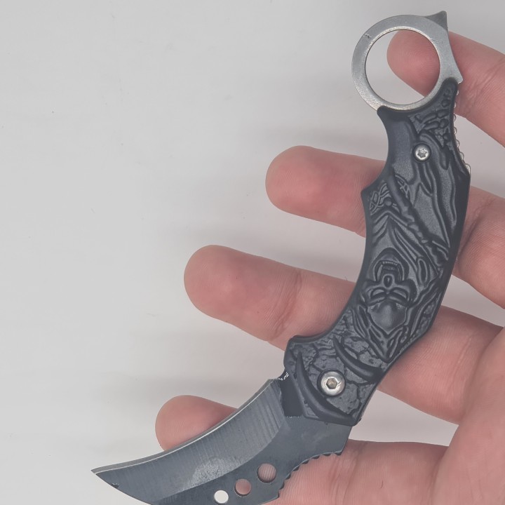 Cutit talon, model craniu, negru, 13 cm