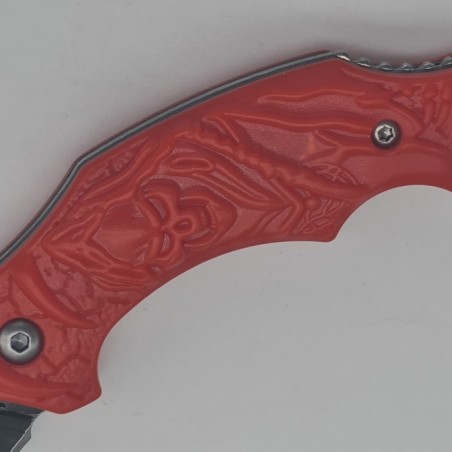 Cutit talon, model craniu, rosu, 13 cm