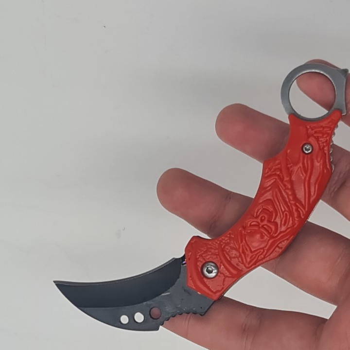 Cutit talon, model craniu, rosu, 13 cm