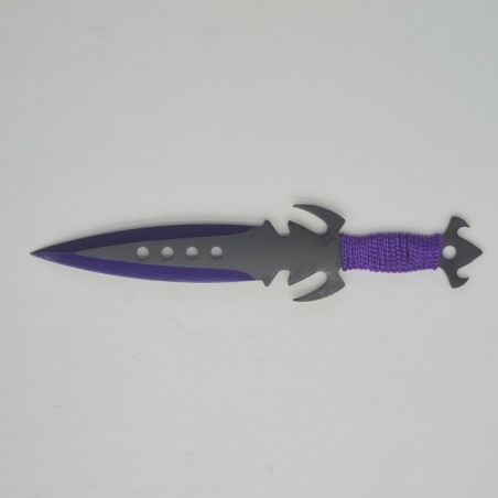 Set 3 cutite ninja de aruncat in copaci,18 cm, mov si negru, model abyss