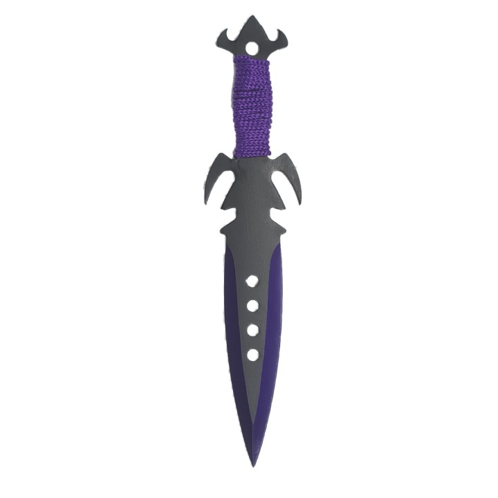 Cutit ninja de aruncat in copaci,18 cm, mov si negru, model abyss