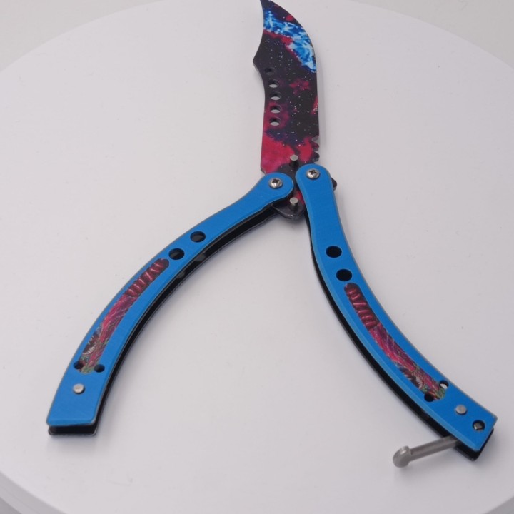 Cutit fluture, Butterfly,  fara tais, model galaxie, curbat, 26 cm