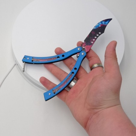 Cutit fluture, Butterfly,  fara tais, model galaxie, curbat, 26 cm
