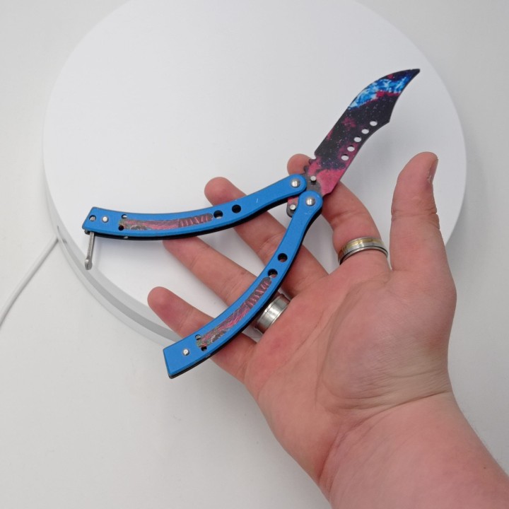 Cutit fluture, Butterfly,  fara tais, model galaxie, curbat, 26 cm
