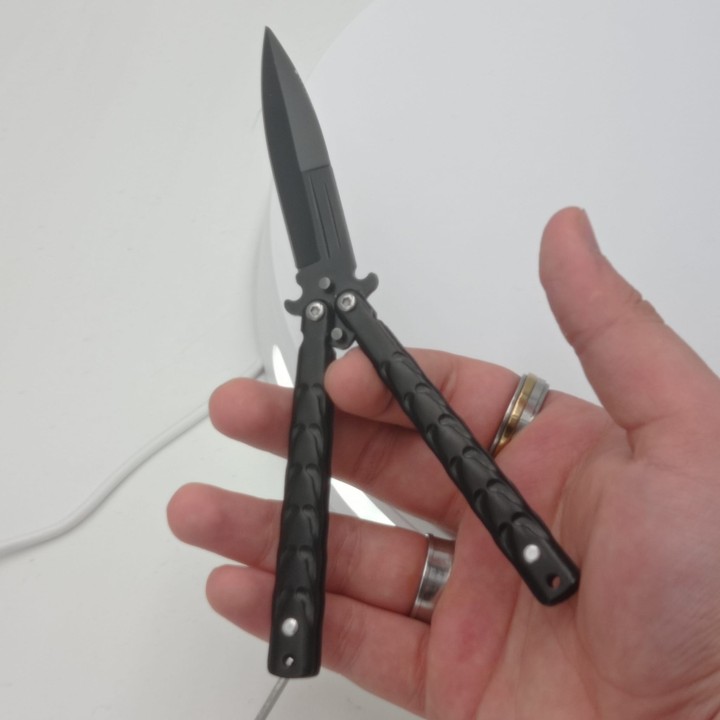 Cutit fluture, Butterfly, model dinamic, negru, 16 cm