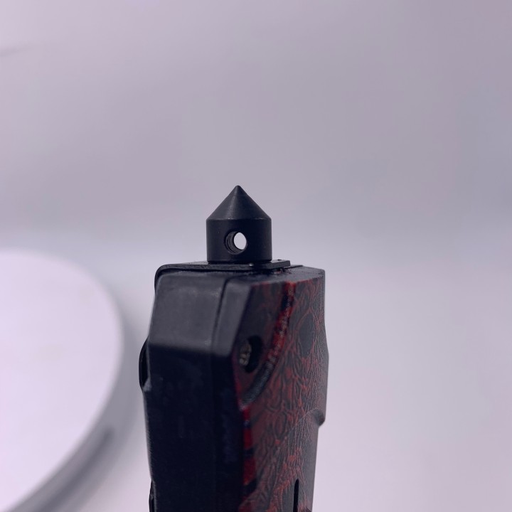 Cutit Automat Cu Buton, Model Demon, Multicolor, Dispozitiv Spart Geam, Prindere La Curea, 24x3.4x1.5 cm