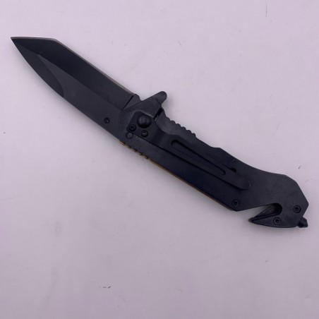 Briceag manual, Model Navy, Auriu, Sistem Prindere la curea, Taiere Centura si spargator geamuri, Otel, 20 cm