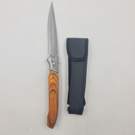 Cutit Automat, Lama Stilet, 31 cm, Argintiu, Maner Lemn