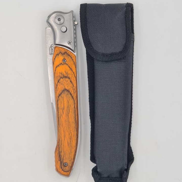 Cutit Automat, Lama Stilet, 31 cm, Argintiu, Maner Lemn