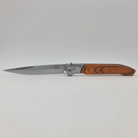 Cutit Automat, Lama Stilet, 31 cm, Argintiu, Maner Lemn