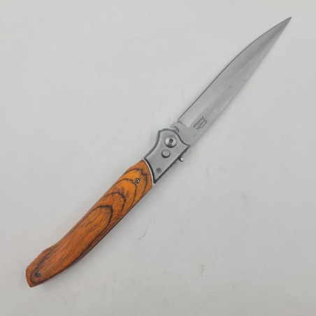 Cutit Automat, Lama Stilet, 31 cm, Argintiu, Maner Lemn