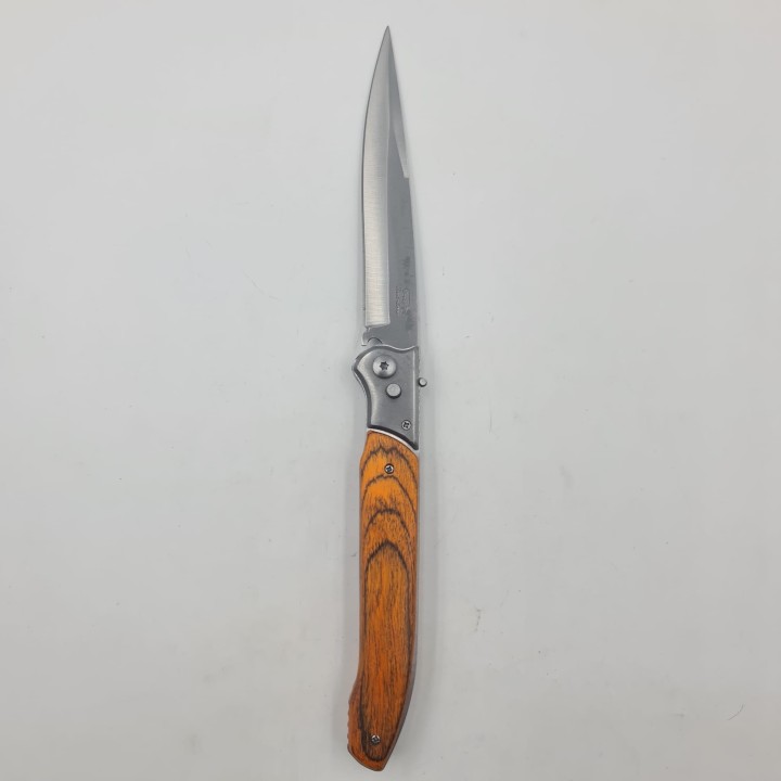Cutit Automat, Lama Stilet, 31 cm, Argintiu, Maner Lemn