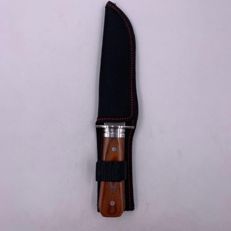 Cutit Vanatoare, Lama Fixa, Maner Lemn, Model Romb, Husa Protectie, 20 cm