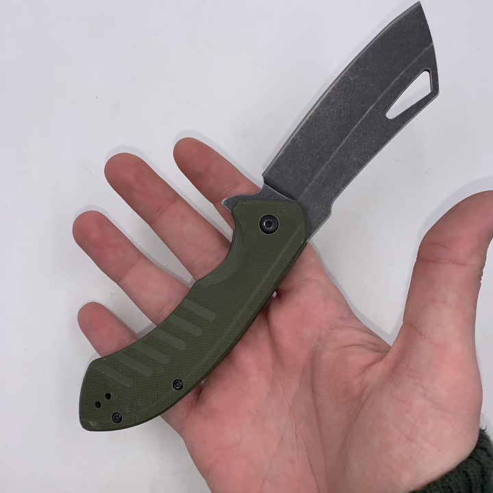 Cutit Pliabil cu Lama Dreapta, Maner Aderent, Prindere Curea, 20 cm, Verde