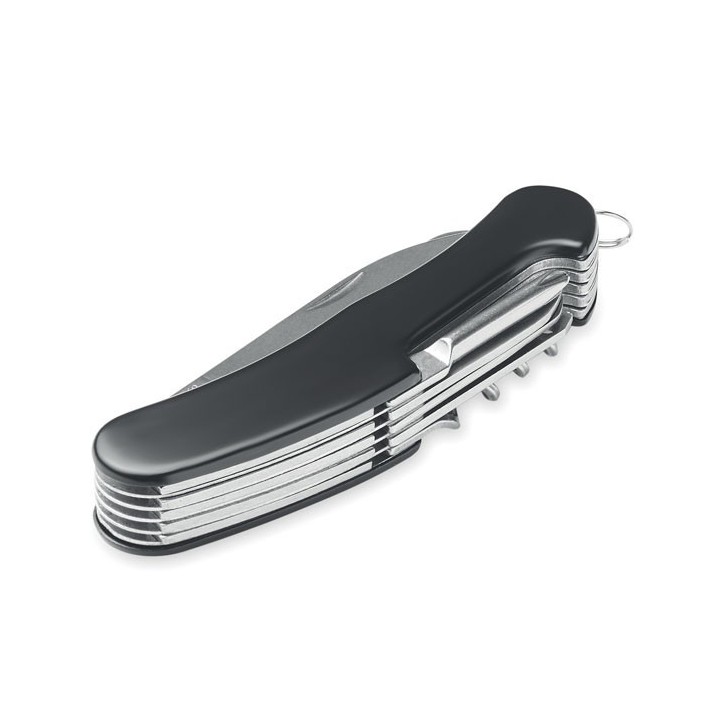 Briceag Multifunctional Negru Personalizat cu Textul Tau,11 Functii, Otel Inoxidabil, 10.5X2X1 cm