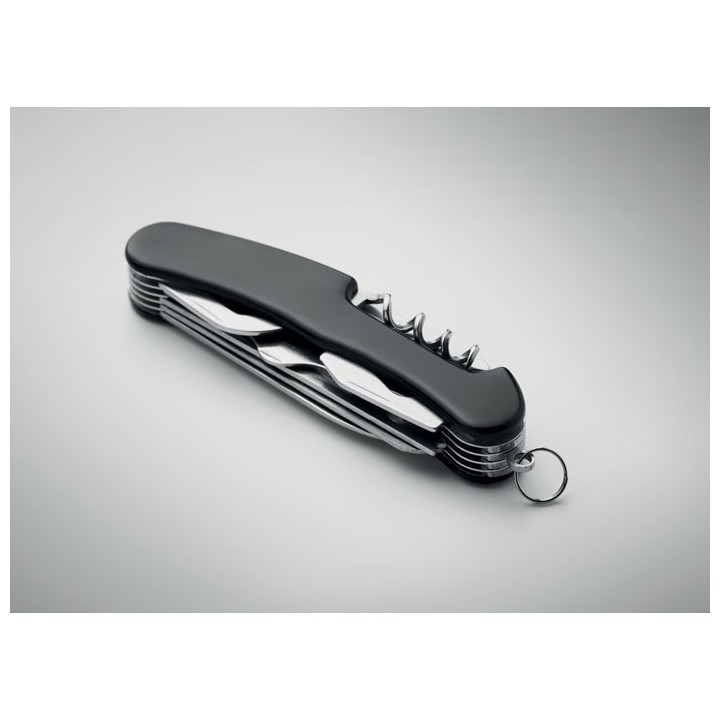 Briceag Multifunctional Negru Personalizat cu Textul Tau,11 Functii, Otel Inoxidabil, 10.5X2X1 cm