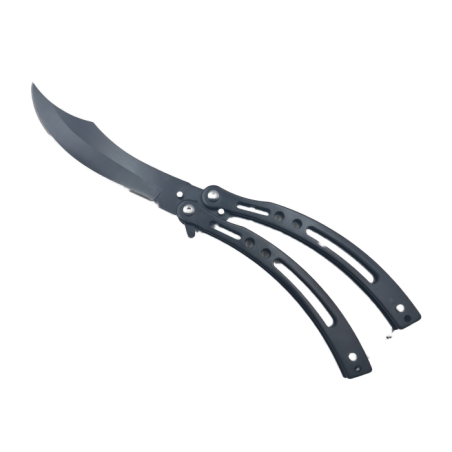 Briceag Fluture Curbat, Model Gauri, Cu Tais, Negru, 23 cm