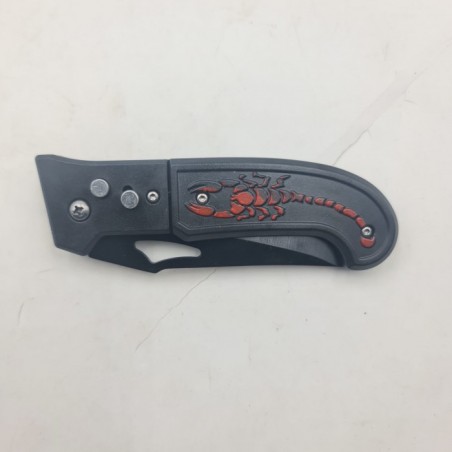 Briceag Deschidere a Lamei pe Buton, Scorpion, Sistem Prindere Curea, Negru, 20 cm