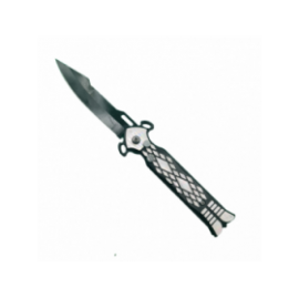 Briceag Deschidere a Lamei pe Buton, Model Romburi, Sistem Prindere Curea, Argintiu, 20 cm