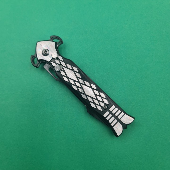 Briceag Deschidere a Lamei pe Buton, Model Romburi, Sistem Prindere Curea, Argintiu, 20 cm