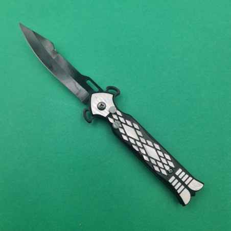 Briceag Deschidere a Lamei pe Buton, Model Romburi, Sistem Prindere Curea, Argintiu, 20 cm