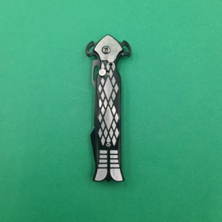 Briceag Deschidere a Lamei pe Buton, Model Romburi, Sistem Prindere Curea, Argintiu, 20 cm