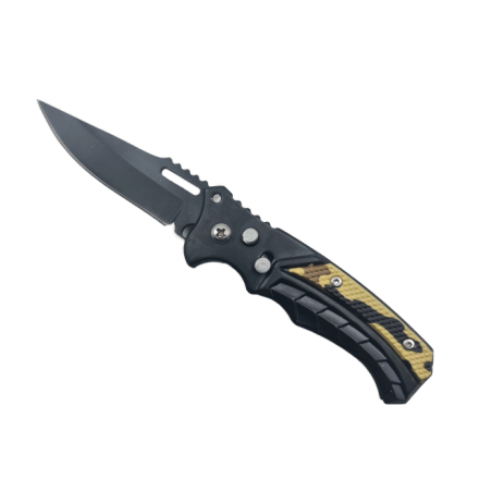 Briceag Deschidere a Lamei pe Buton, Model Scorpion, Sistem Prindere Curea, 16 cm, Negru