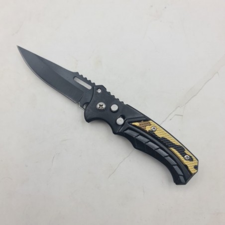 Briceag Deschidere a Lamei pe Buton, Model Scorpion, Sistem Prindere Curea, 16 cm, Negru