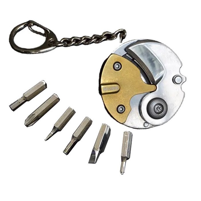 Cutit mini breloc multifunctional surubelnite din otel inoxidabil cutit pliabil, galben